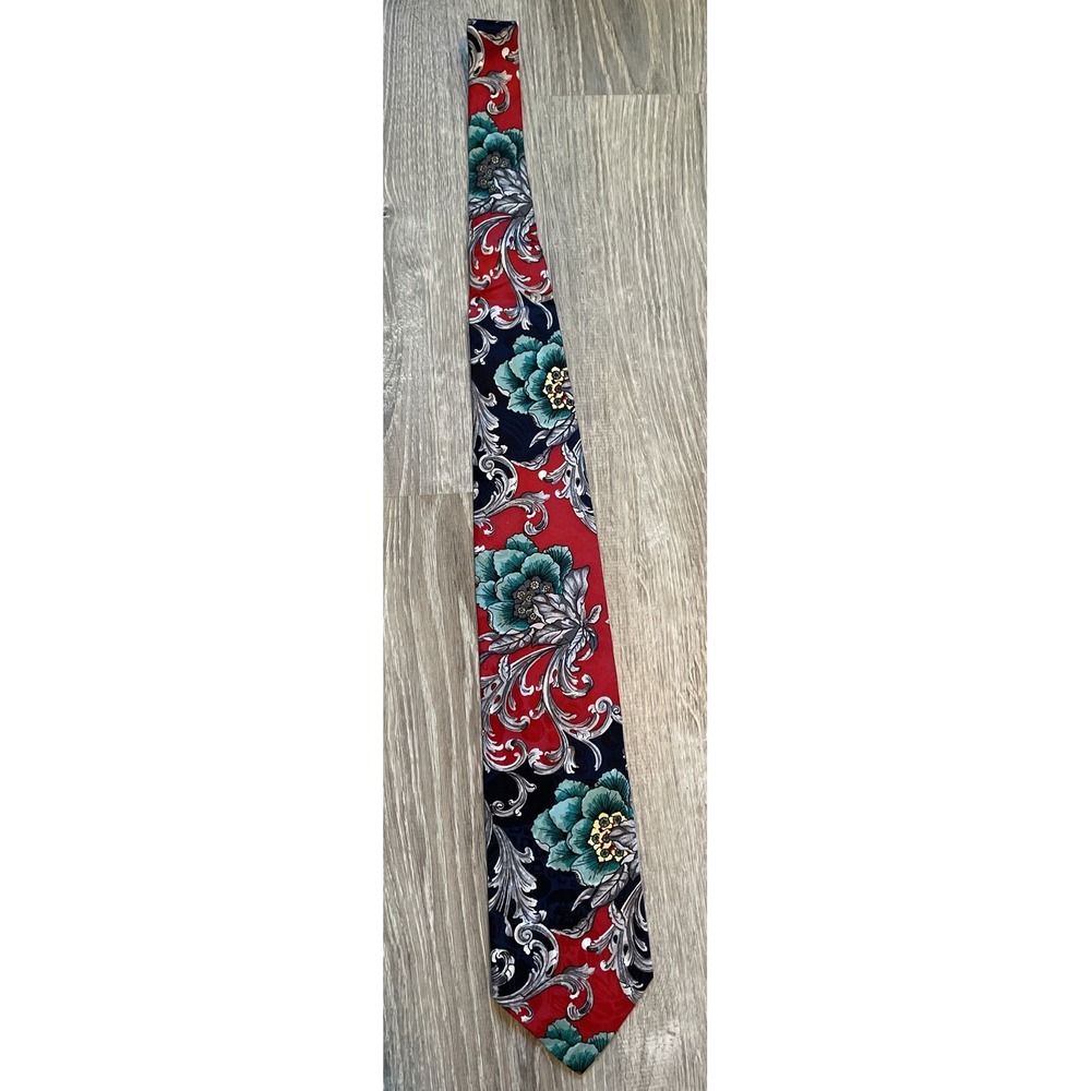 Fratelli Moda 100% Silk Tie Handmade In Italy Red Green Blue Floral Colorful